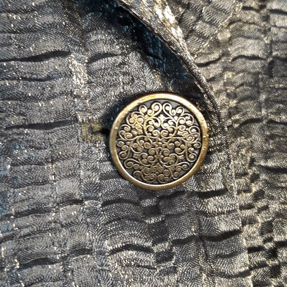 Vtg Joseph Ribkoff Green Metallic 4-Button Blazer 6 - Picture 4 of 8